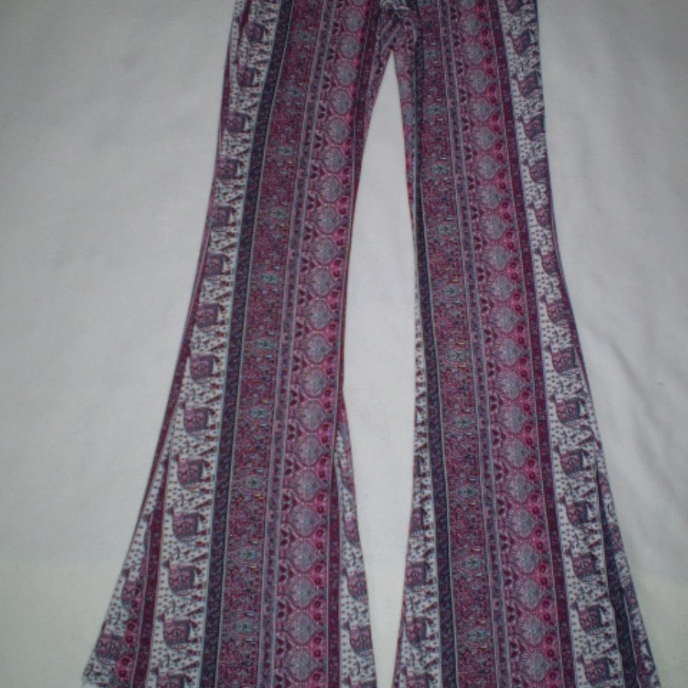 JR'S SIZE: MED~MULTI-PRINT FLARED FITTED PANTS
